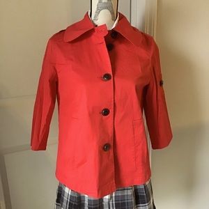 Women’s Red Trench Coat 3/4 Sleeve Jacket